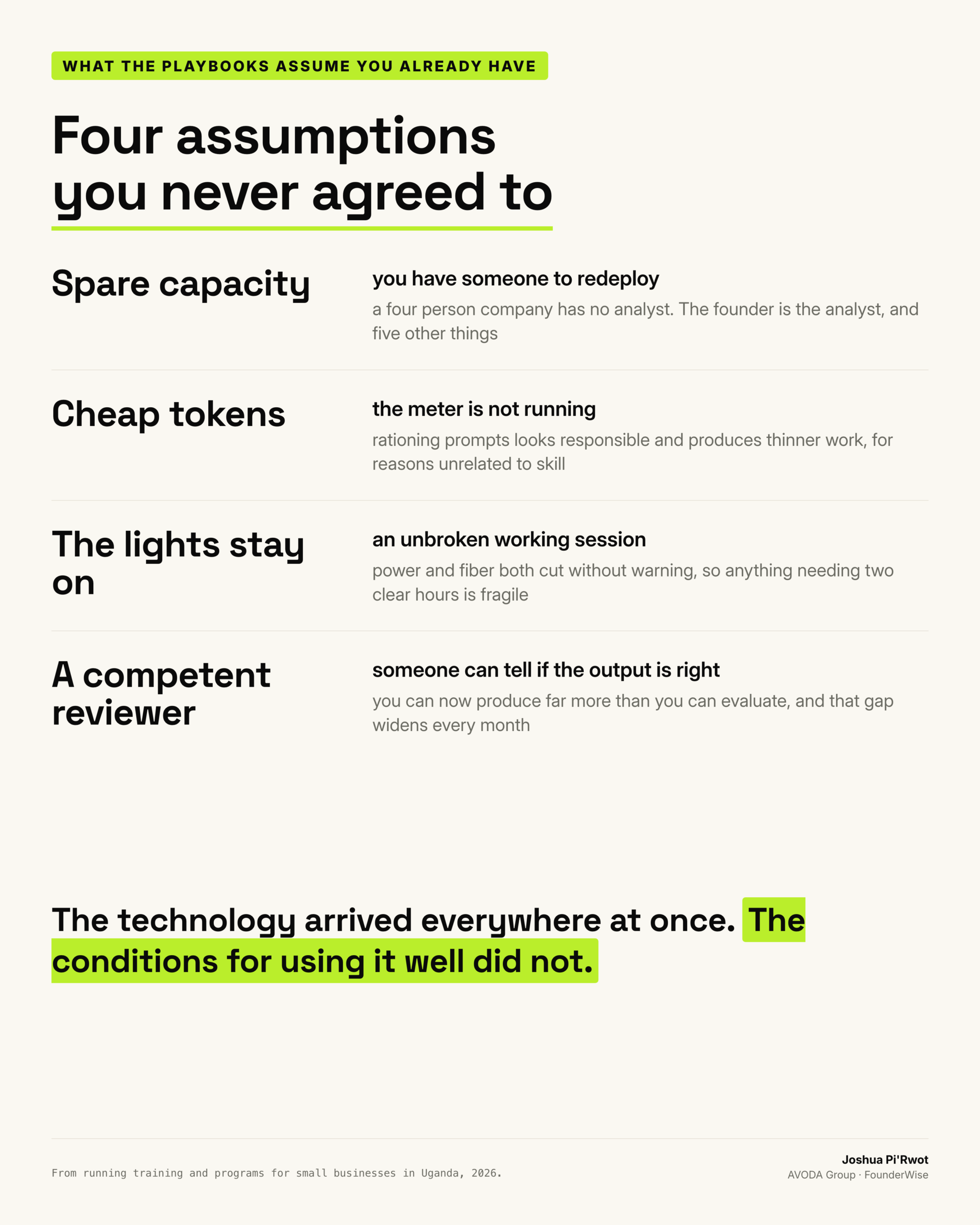 Four assumptions most AI playbooks make about your company